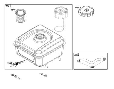 Fuel Supply Group Diagram and Parts List for 10V336-0034-H7 100000 - 19Z999 Briggs and Stratton Engine